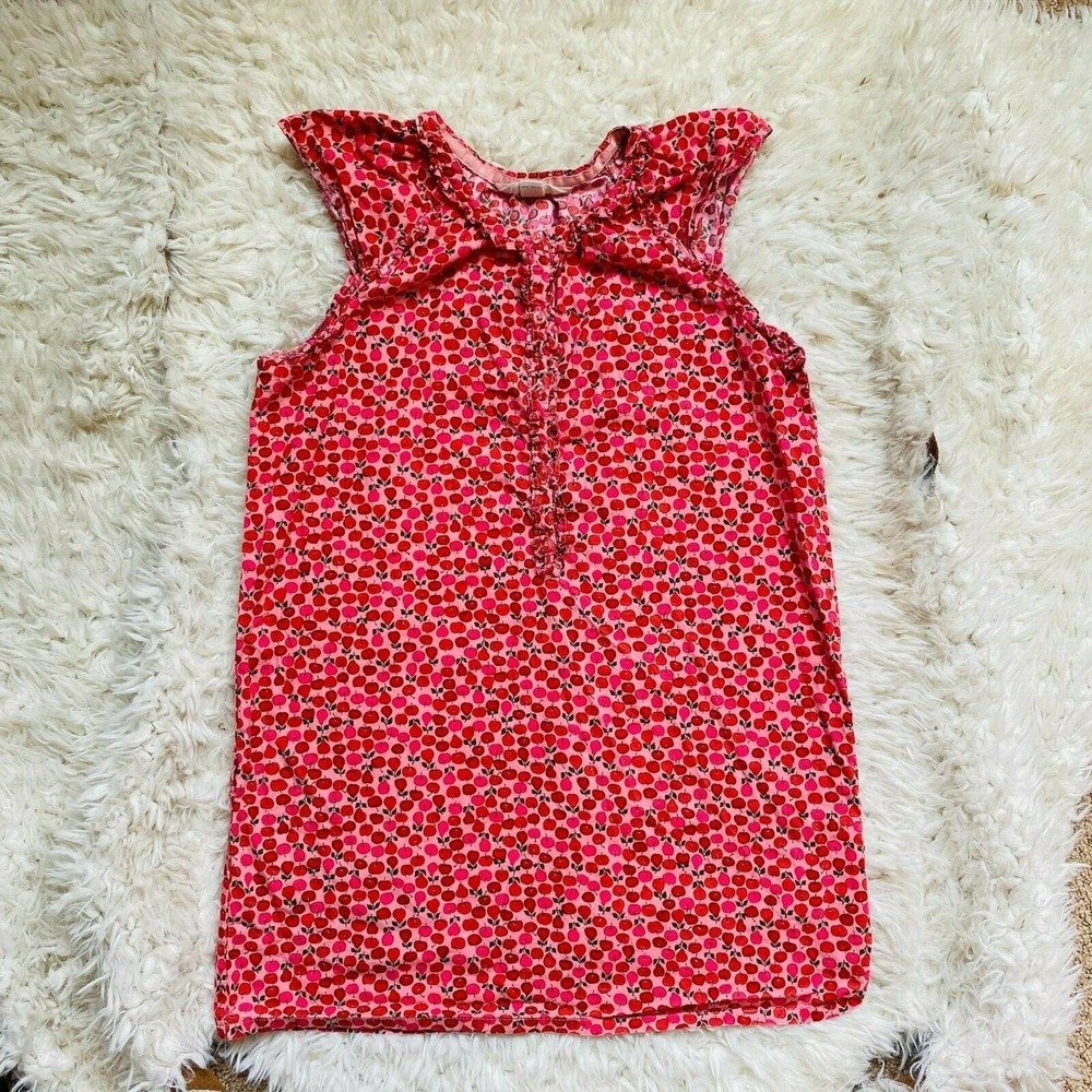 Lands End Kids Dress Girls 8 Apples Pears All Over Print Cotton Shift